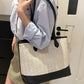 Contrast Straw Woven Tote Bag