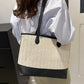 Contrast Straw Woven Tote Bag