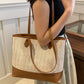 Contrast Straw Woven Tote Bag